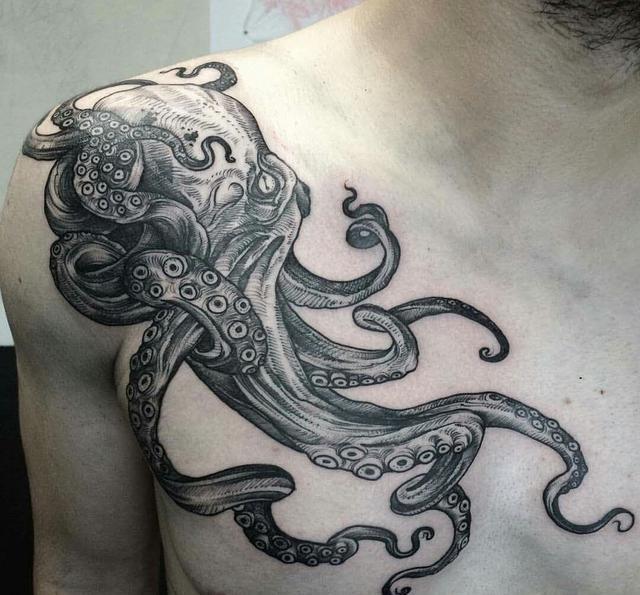 亮爆眼球的八爪鱼纹身