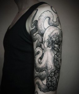 ​亮爆眼球的八爪鱼纹身