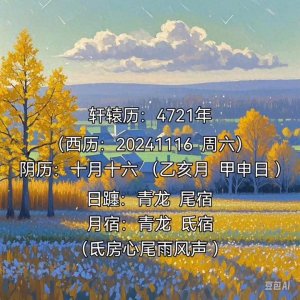 ​乙亥月 甲申日（寒婆诞）轩辕历4721年十月十六